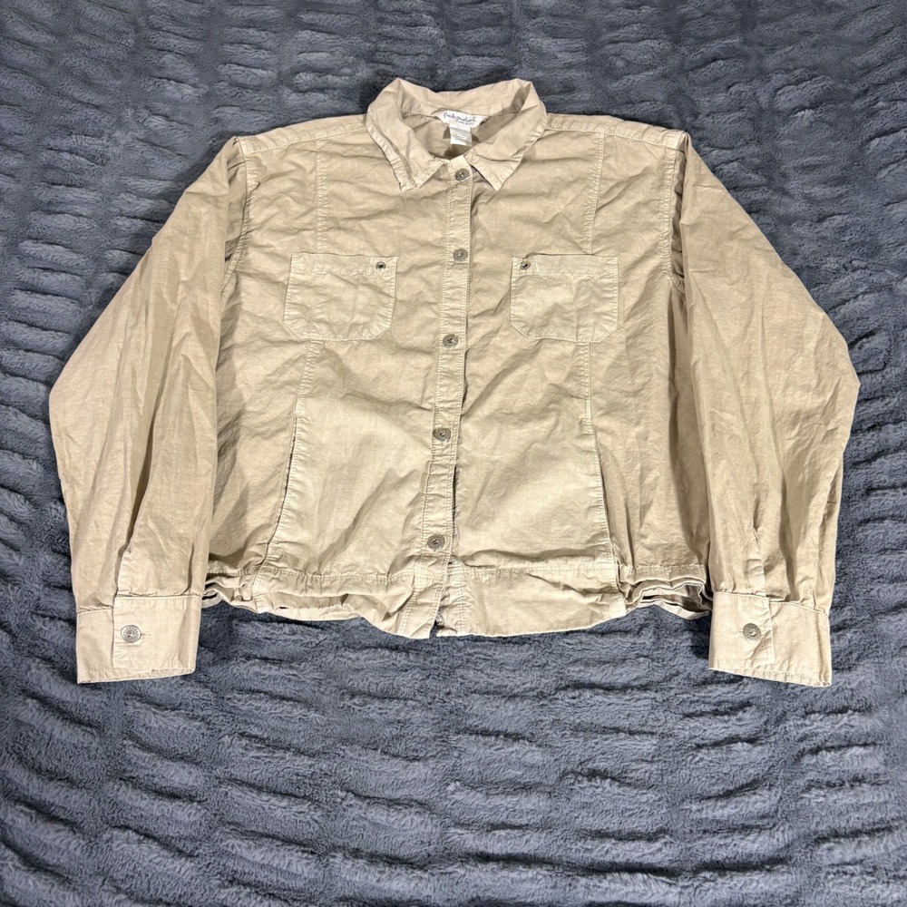 Fresh Produce Women Khaki Cotton Button Up Shirt Jacket C210 Tan Safari Made USA